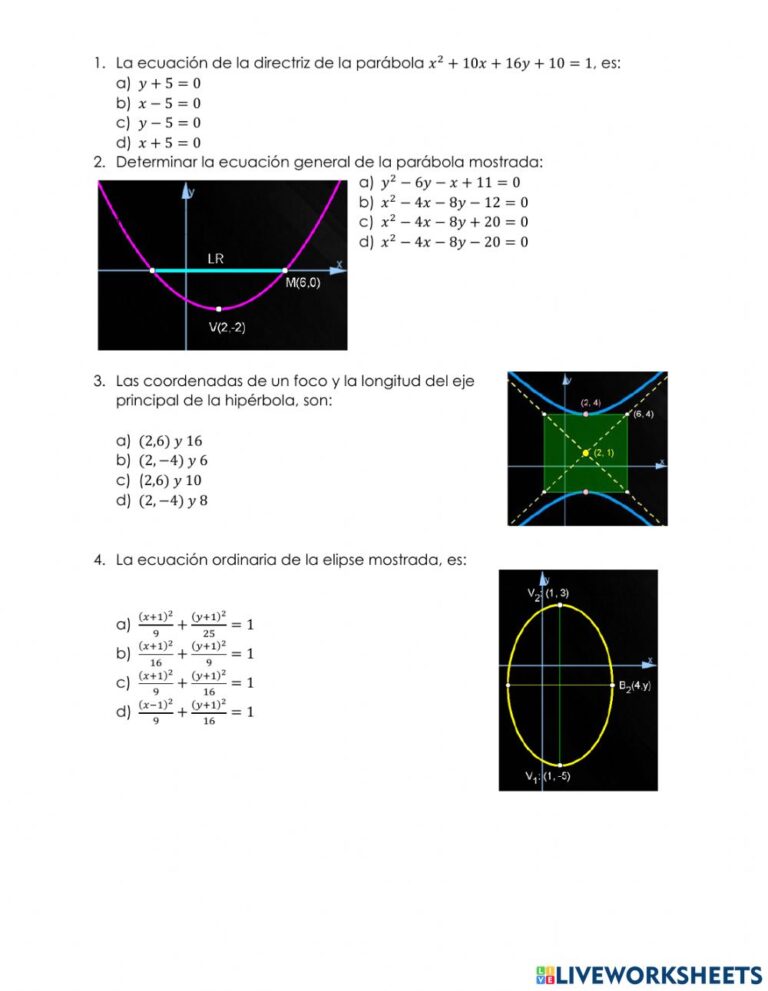 Ejercicios de la ecuación de la hiperbola: Análisis matemático de la sección cónica.