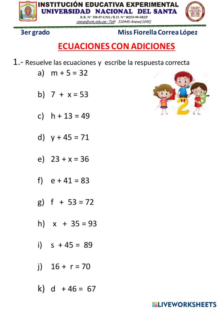 Ejercicios Interactivos de Ecuaciones de Álgebra para Practicar Matemáticas