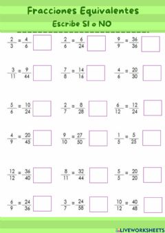 Ejercicios interactivos de fracciones equivalentes para mejorar tus habilidades aritméticas racionales