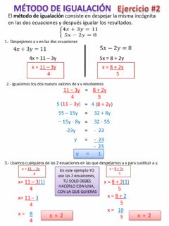 Ejercicios interactivos de igualación para sistemas de álgebra lineal