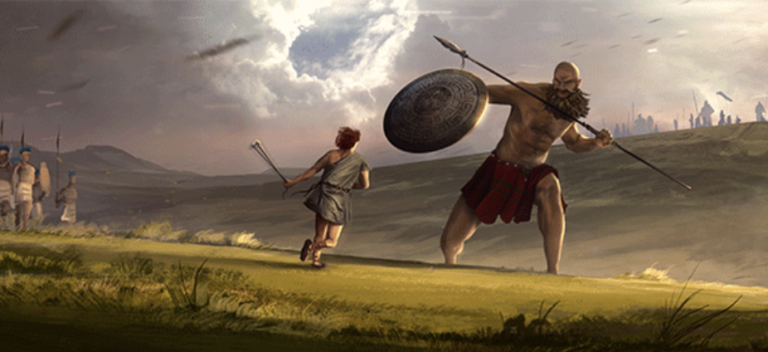 La épica batalla de David y Goliat: Una lección de valentía y astucia